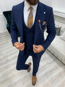 Verona Navy Blue Slim Fit Peak Lapel Suit-baagr.myshopify.com-1-BOJONI
