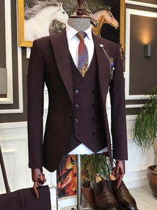 Bojoni Bordeaux Slim-Fit Suit 3-Piece 