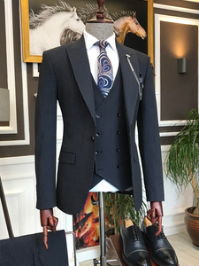 Bojoni Navy Striped Slim-Fit Suit 3-Piece 