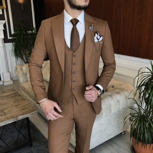 Bojoni Cagliari Brown Slim-Fit Suit 3-Piece