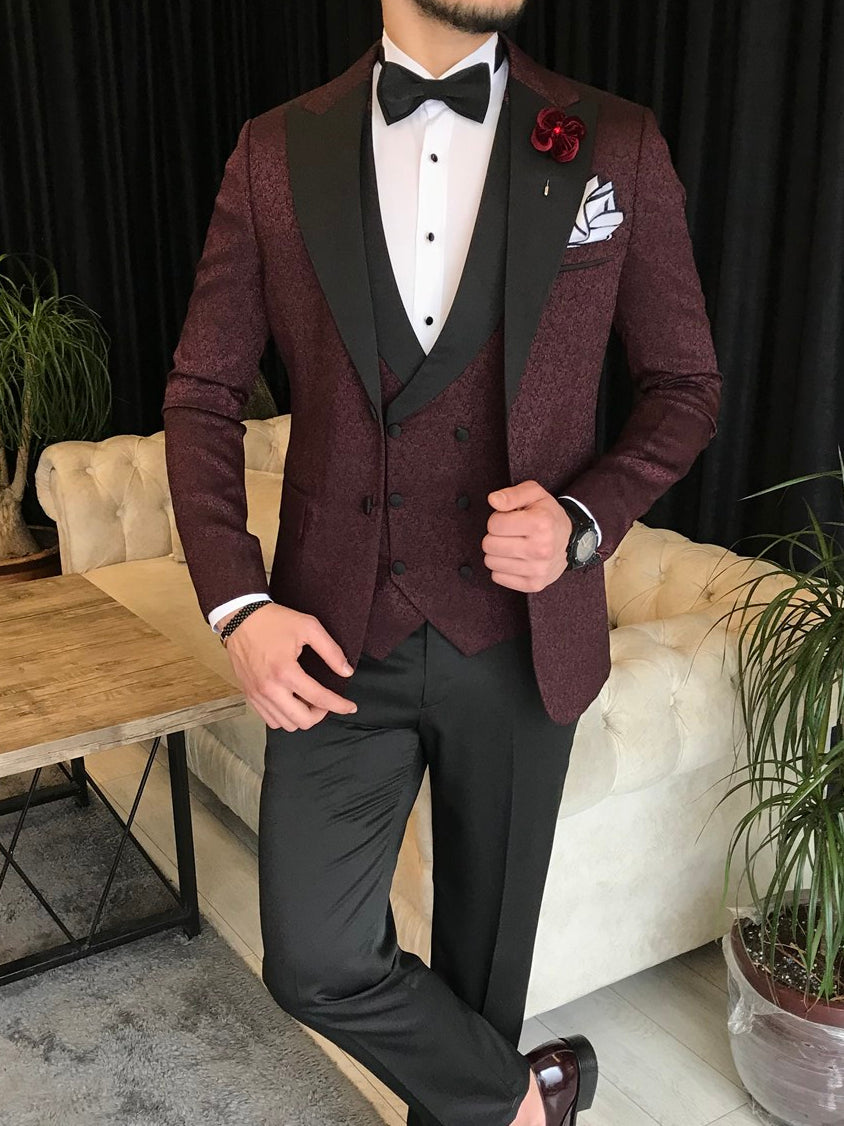 Bojoni Cagliari Bordeaux Slim-Fit Tuxedo 3-Piece