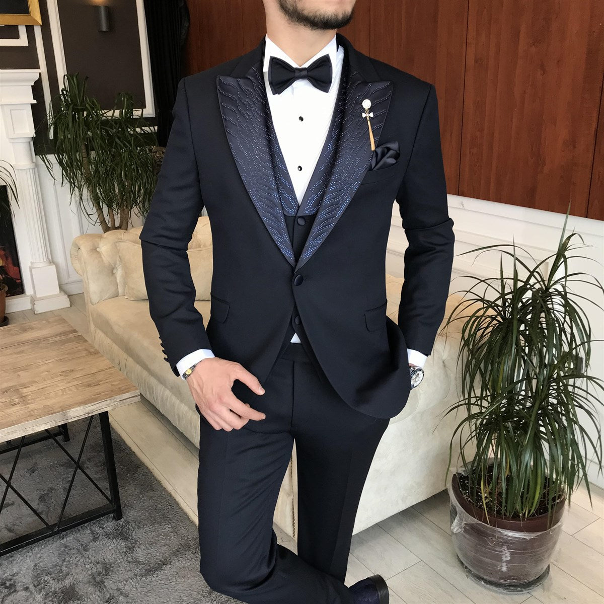 Bojoni Cagliari Navy Slim-Fit Tuxedo 3-Piece