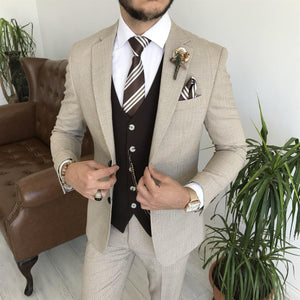 Bojoni Cagliari Beige Slim-Fit Suit 3-Piece