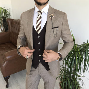 Bojoni Cagliari Camel Slim-Fit Suit 3-Piece