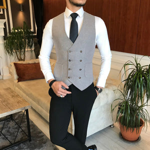 Bojoni Grey Slim-Fit Suit 3-Piece 