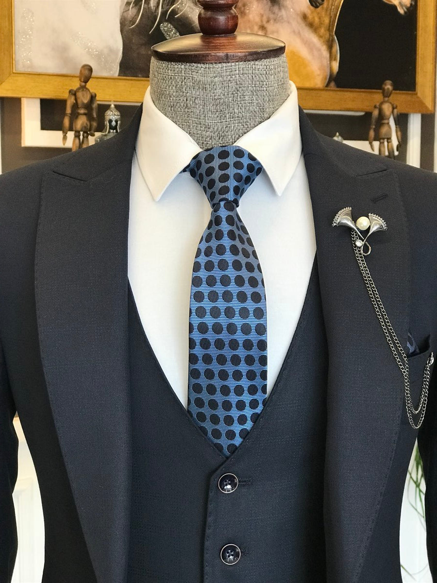 Bojoni Navy Slim-Fit Suit 3-Piece 