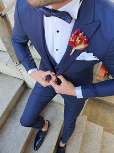 Grassano  Navy Blue Slim Fit Peak Lapel Tuxedo-baagr.myshopify.com-suit-BOJONI