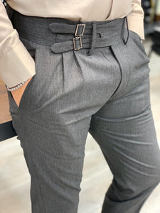 Ferrar Double Pleated Gray Pants-baagr.myshopify.com-Pants-BOJONI