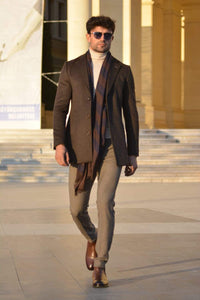 Saponi Slim-fit  Wool Coat Brown-baagr.myshopify.com-Jacket-BOJONI