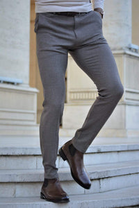 Vicenza Slim-fit Plaid Pants Beige-baagr.myshopify.com-Pants-BOJONI