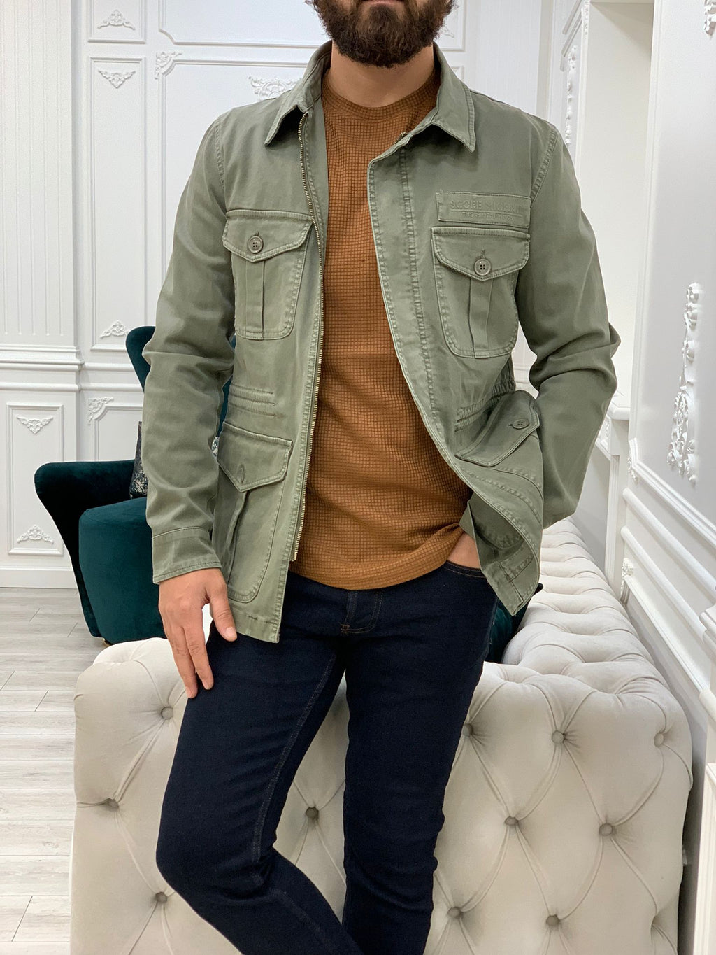 Limoux Slim Fit Khaki Denim Jacket-baagr.myshopify.com-Jacket-BOJONI