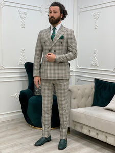 Bojoni Huntingron Double Breasted  Green Slim Fit Suit 