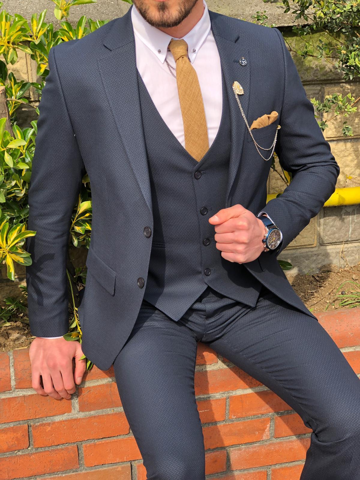 Densoff Slim-Fit  Suit Vest Navy-baagr.myshopify.com-suit-BOJONI
