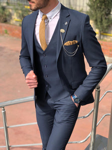 Densoff Slim-Fit  Suit Vest Navy-baagr.myshopify.com-suit-BOJONI
