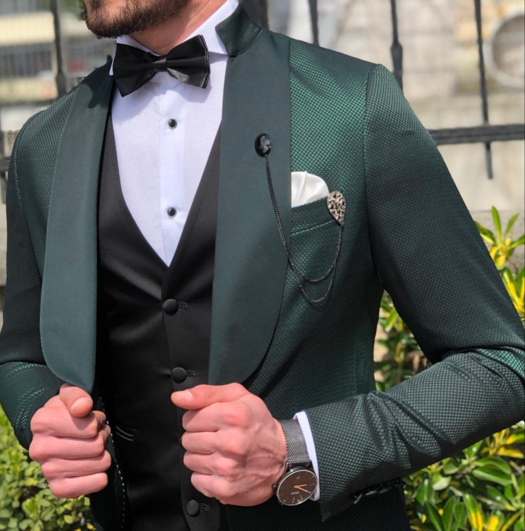 Hendiff Slim-Fit Tuxedo Suit Vest Green | VICLAN Hendiff Slim-Fit Tuxedo Suit Vest Green | VICLAN