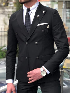 Bonis Slim-Fit Double Breasted Suit Black-baagr.myshopify.com-suit-BOJONI