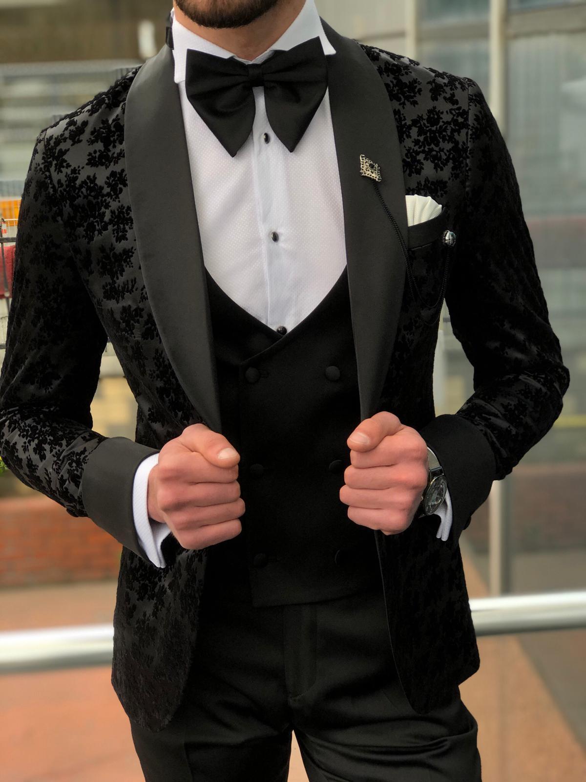 Floress Slim-Fit Tuxedo Suit Vest black-baagr.myshopify.com-suit-brabion