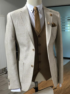 Slim-Fit Patterned Jacket Beige-baagr.myshopify.com-suit-BOJONI