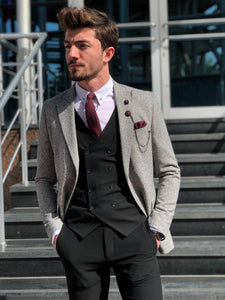 Papuk Slim-Fit Patterned Suit Vest Gray-baagr.myshopify.com-suit-BOJONI