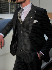 Deswesh Slim-Fit Striped Suit Vest Black-baagr.myshopify.com-suit-BOJONI