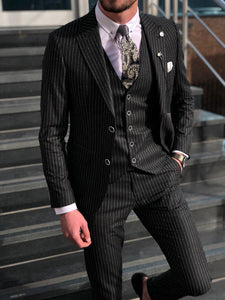 Deswesh Slim-Fit Striped Suit Vest Black-baagr.myshopify.com-suit-BOJONI