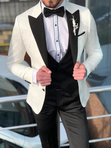 Bloom Slim-Fit Tuxedo Suit Vest Ecru-baagr.myshopify.com-suit-BOJONI