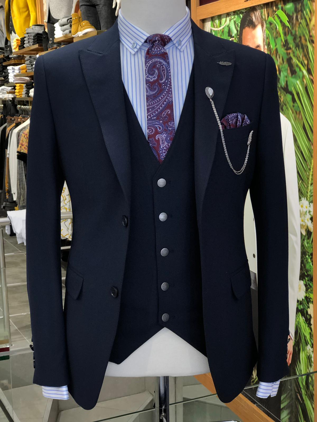 Heress Slim-Fit Suit Vest Navy Blue-baagr.myshopify.com-suit-BOJONI
