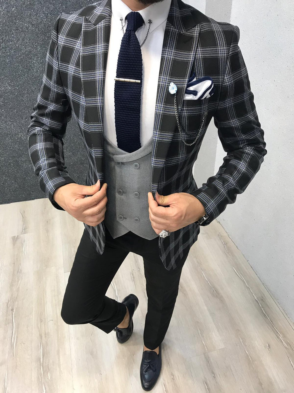 Black Plaid Slim Fit-baagr.myshopify.com-1-brabion