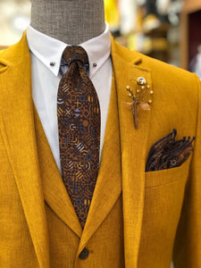 Mustard Slim-Fit Cotton  Suit Vest-baagr.myshopify.com-suit-BOJONI