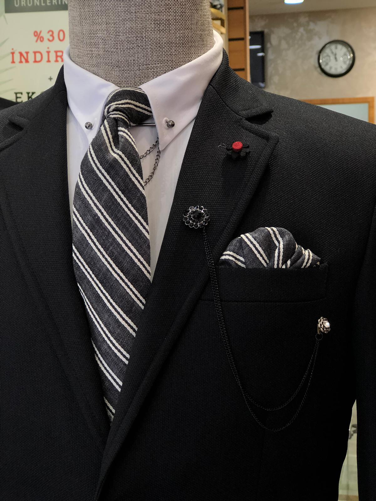 Slim-Fit Cotton Suit Vest Black-baagr.myshopify.com-suit-BOJONI