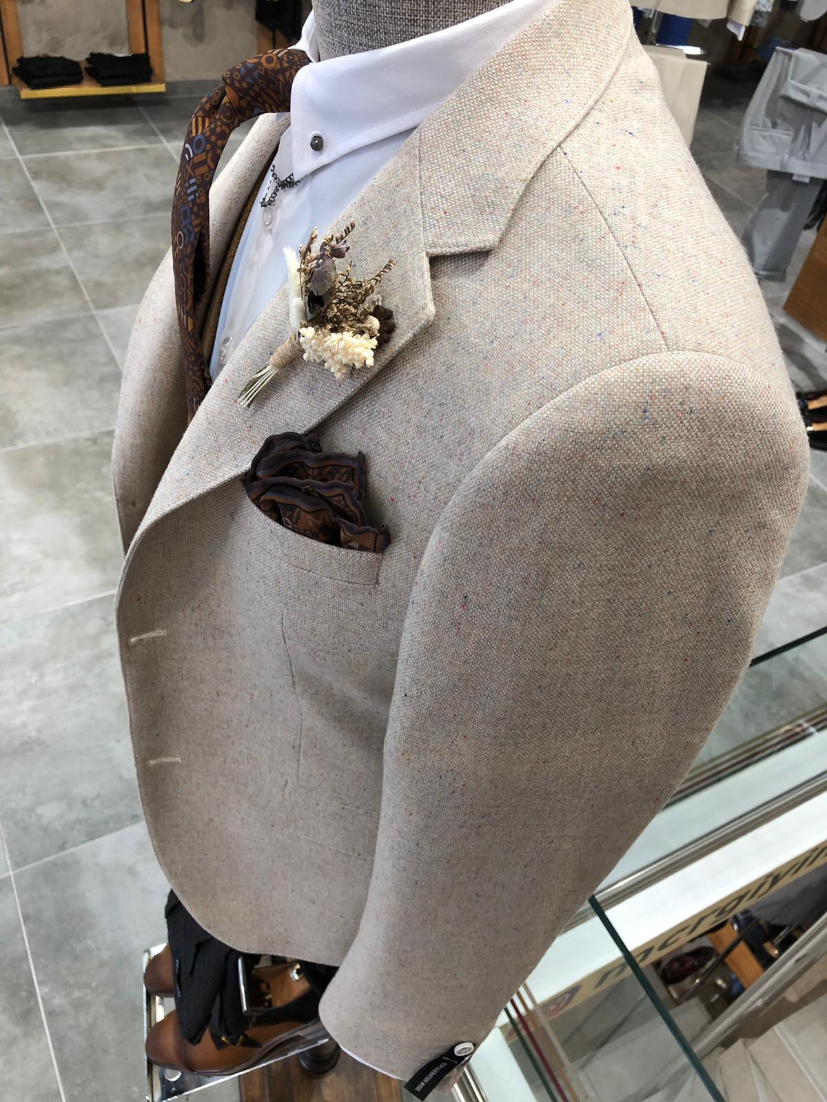 Garo Slim-Fit Wool Suit Vest Beige-baagr.myshopify.com-suit-BOJONI
