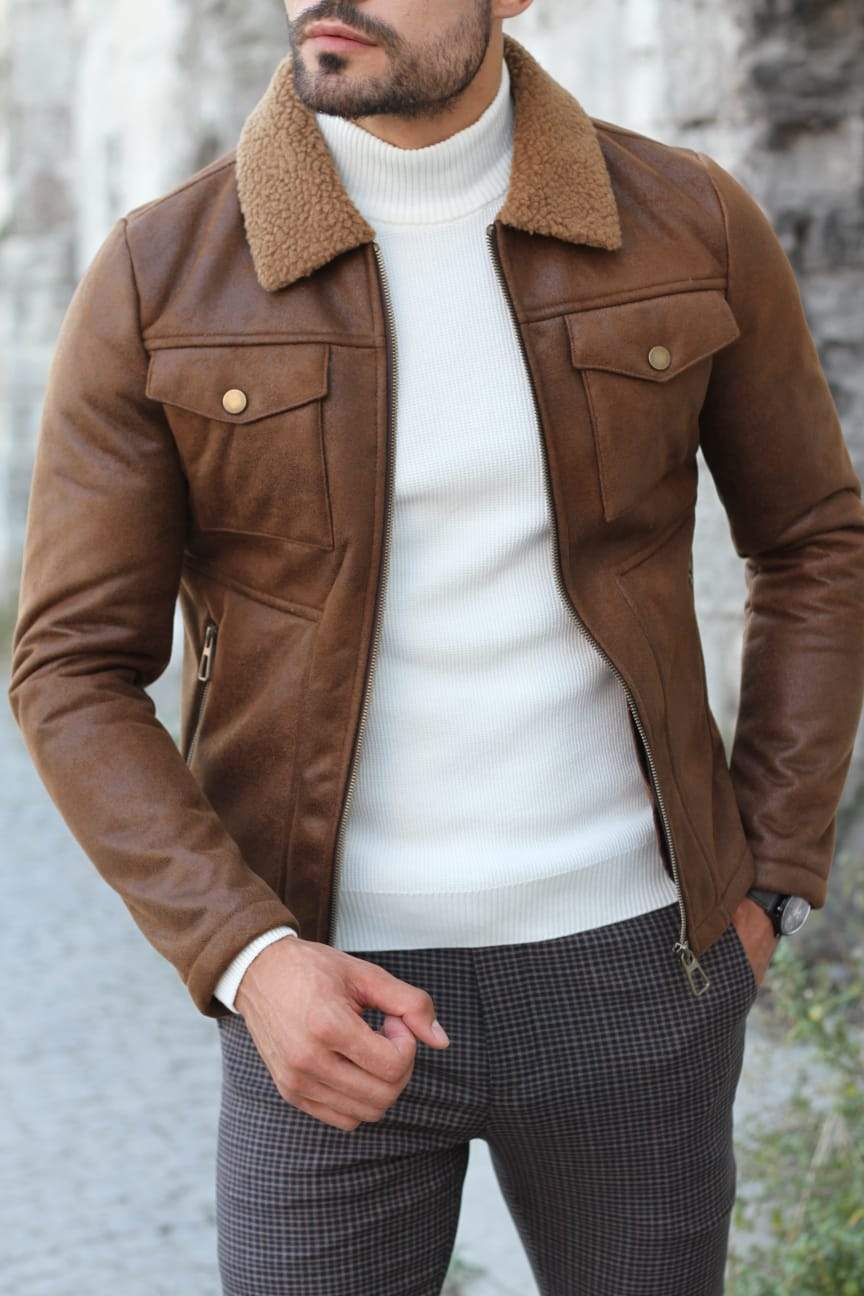 Alonso Leather Coat With Collar Fur-baagr.myshopify.com-Jacket-BOJONI