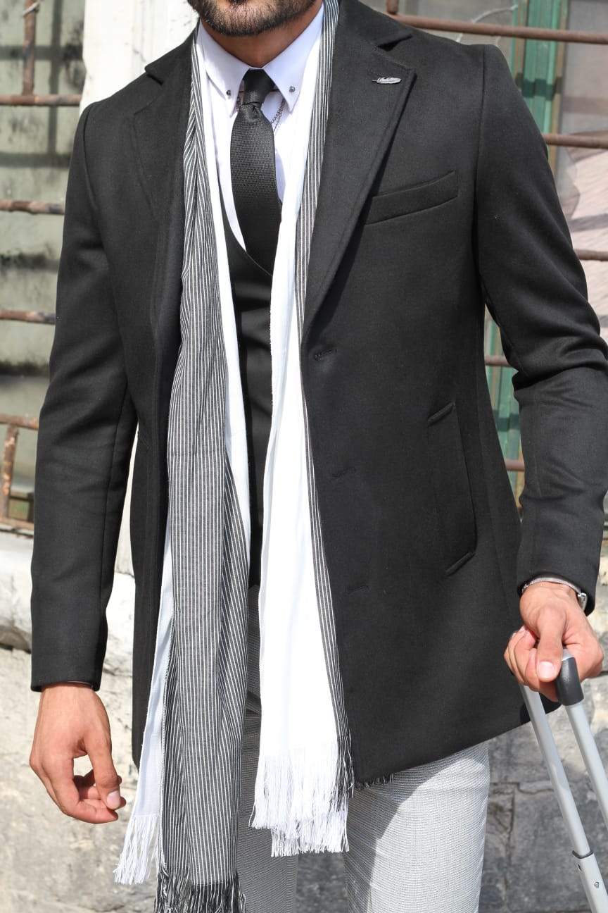Slim-Fit Wool Coat Black-baagr.myshopify.com-Jacket-BOJONI