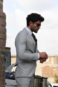 Bojo Slim-Fit Patterned Suit Grey ( BIG SIZES )-baagr.myshopify.com-suit-BOJONI