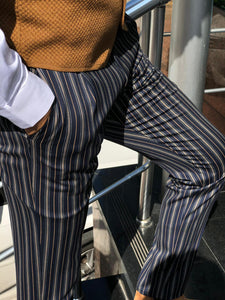 Mason Slim-Fit Striped Pants Blue-baagr.myshopify.com-Pants-BOJONI
