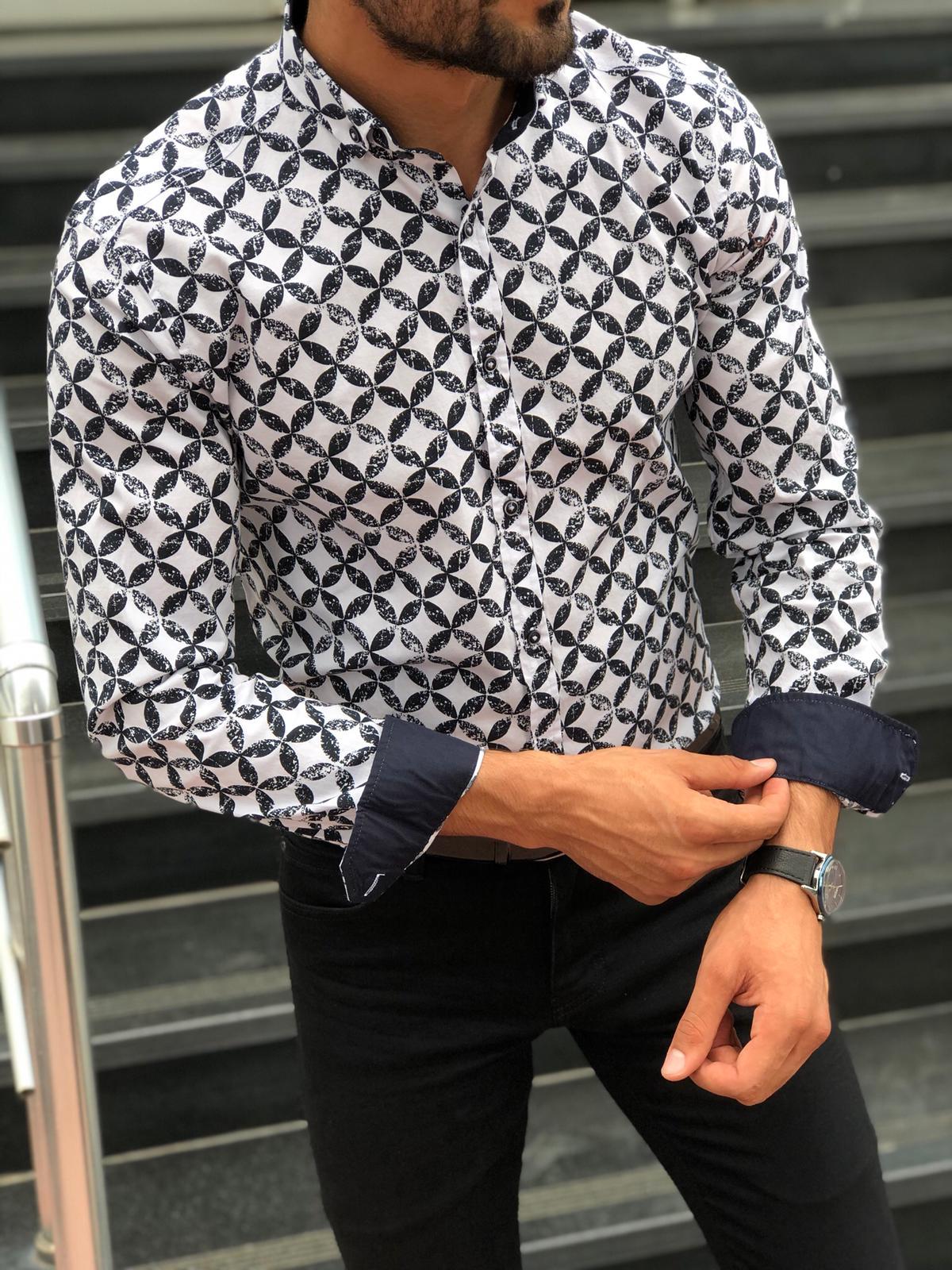 Toni Slim-Fit Patterned Shirt Black-baagr.myshopify.com-Shirt-BOJONI