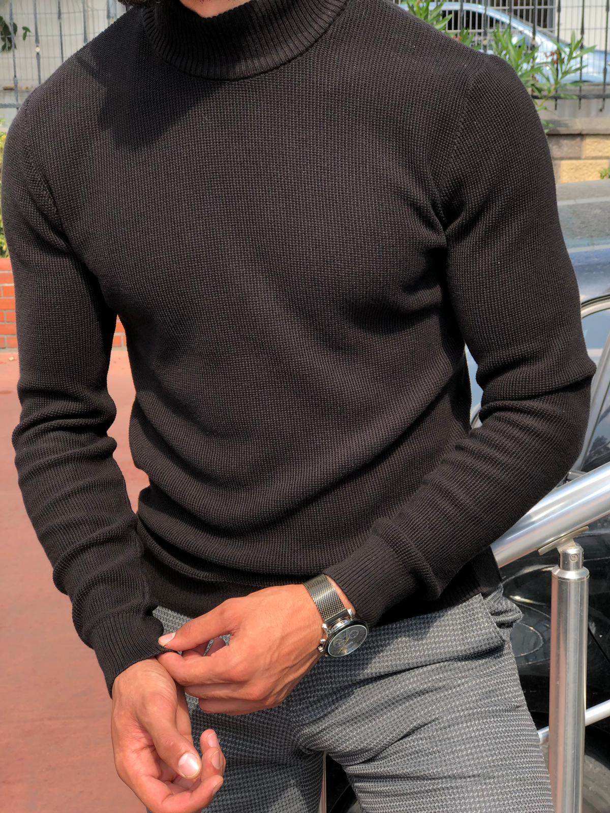 Marc Slim-Fit Turtleneck Knitwear Black-baagr.myshopify.com-sweatshirts-BOJONI