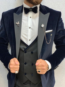 Mans Slim Fit Tuxedo Navy Blue-baagr.myshopify.com-1-brabion