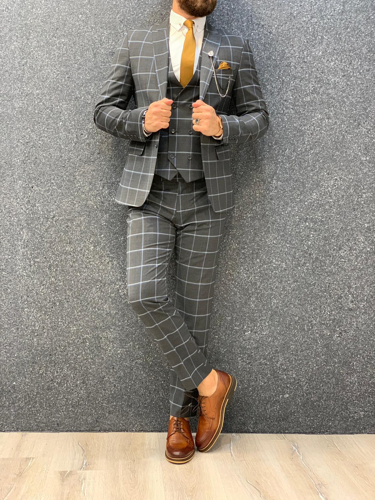 Cris Slim Fit Plaid Suit Navy-baagr.myshopify.com-1-BOJONI