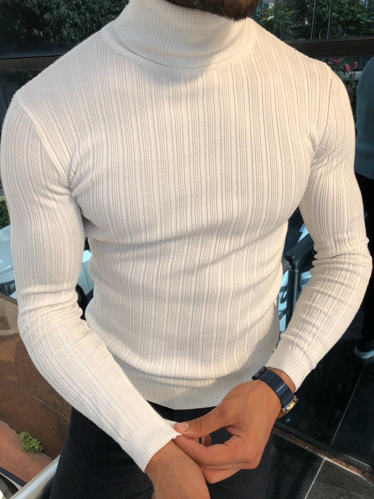 Santo Slim-Fit Turtleneck Knitwear White-baagr.myshopify.com-sweatshirts-BOJONI