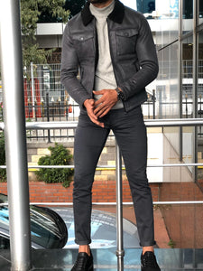 Alonso Leather Coat Gray-baagr.myshopify.com-Jacket-BOJONI