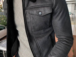 Alonso Leather Coat Gray-baagr.myshopify.com-Jacket-BOJONI