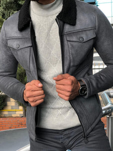 Alonso Leather Coat Gray-baagr.myshopify.com-Jacket-BOJONI
