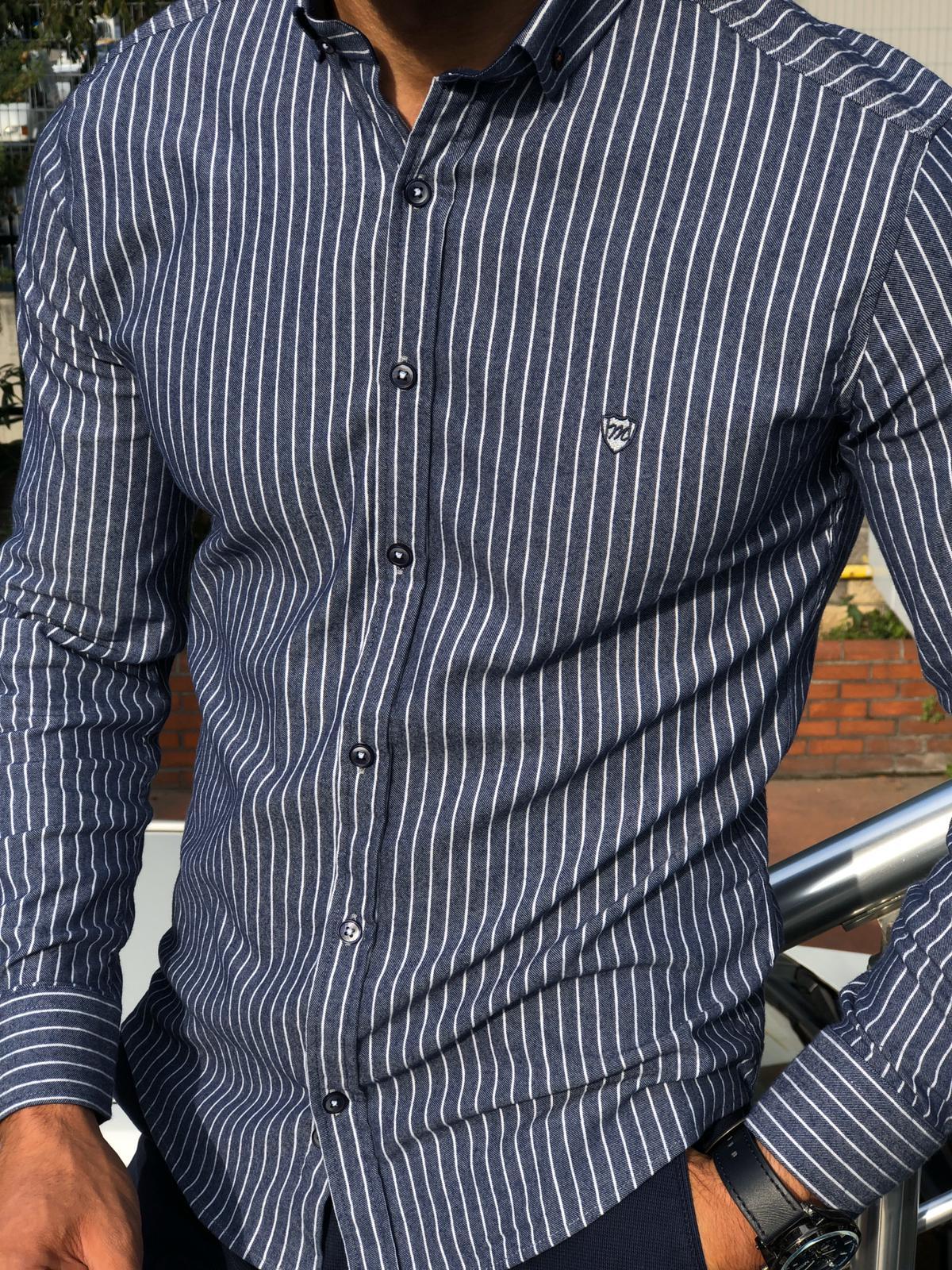Wales Slim-Fit Striped Shirt in 2 Colors-baagr.myshopify.com-Shirt-BOJONI