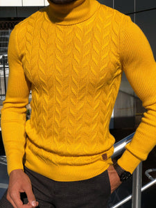 Calvin Slim-Fit Turtleneck Knitwear Yellow-baagr.myshopify.com-sweatshirts-BOJONI