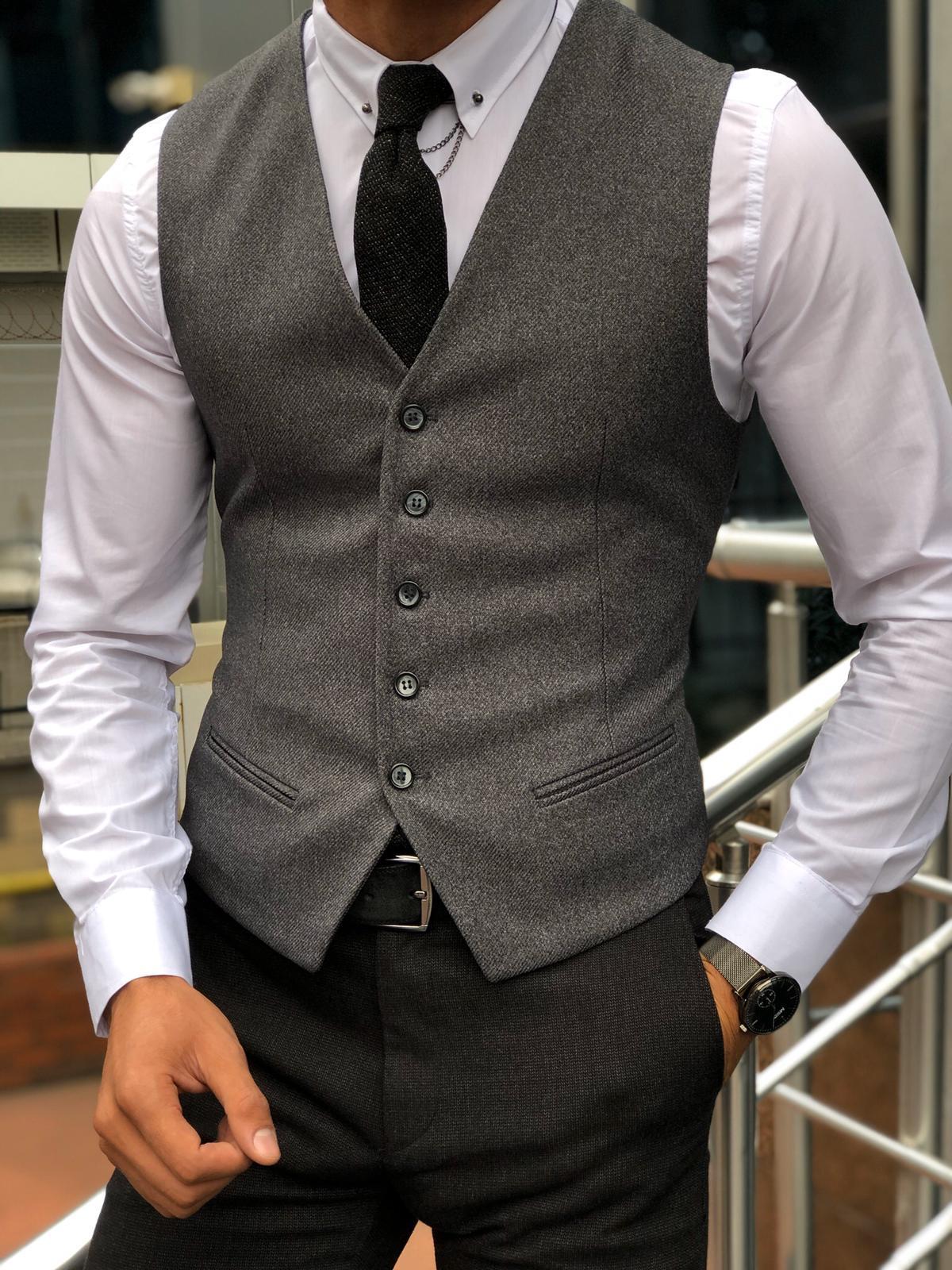 Beli Slim-Fit Cotton Vest Stone-baagr.myshopify.com-suit-BOJONI