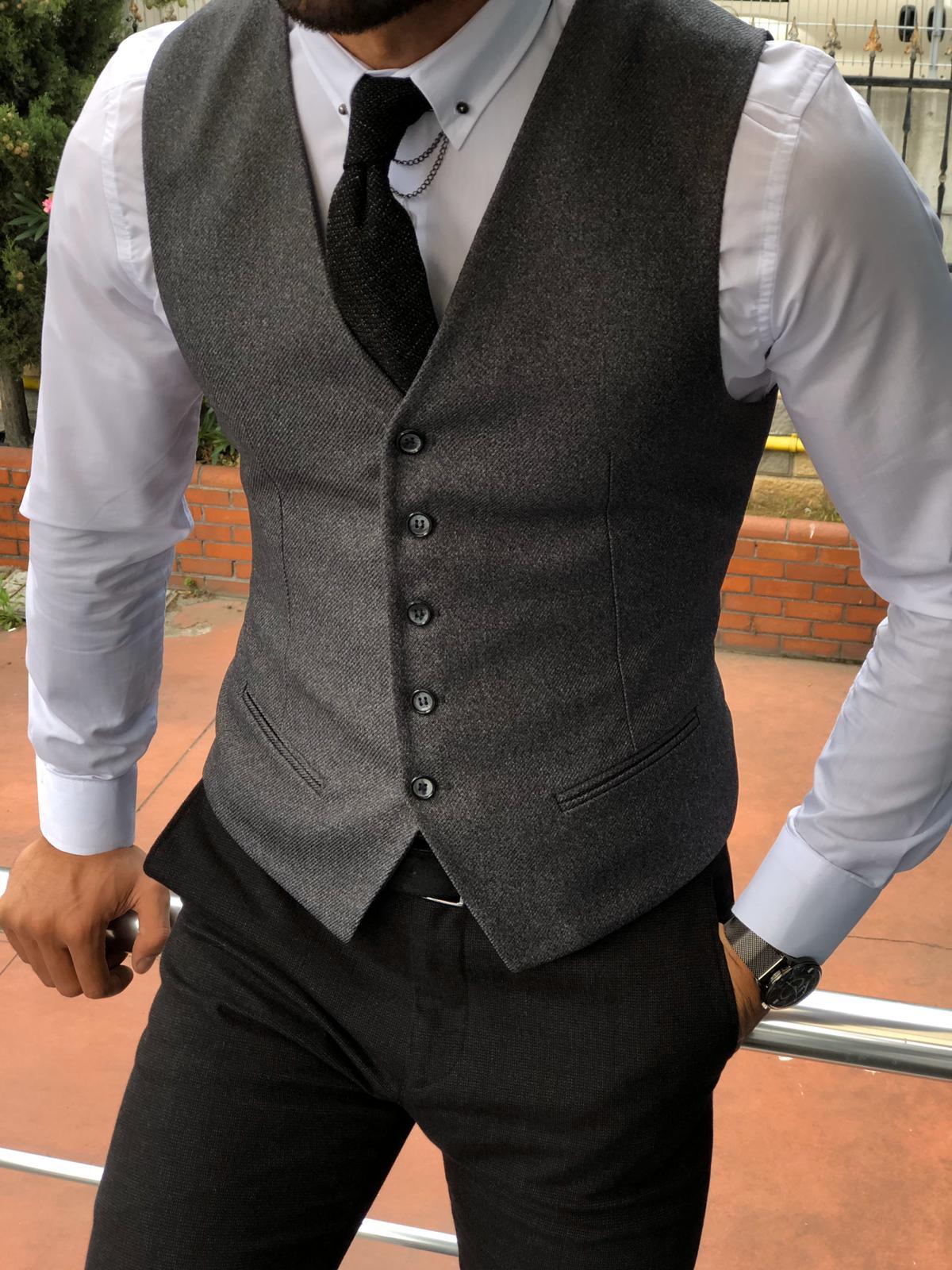 Beli Slim-Fit Cotton Vest Stone-baagr.myshopify.com-suit-BOJONI