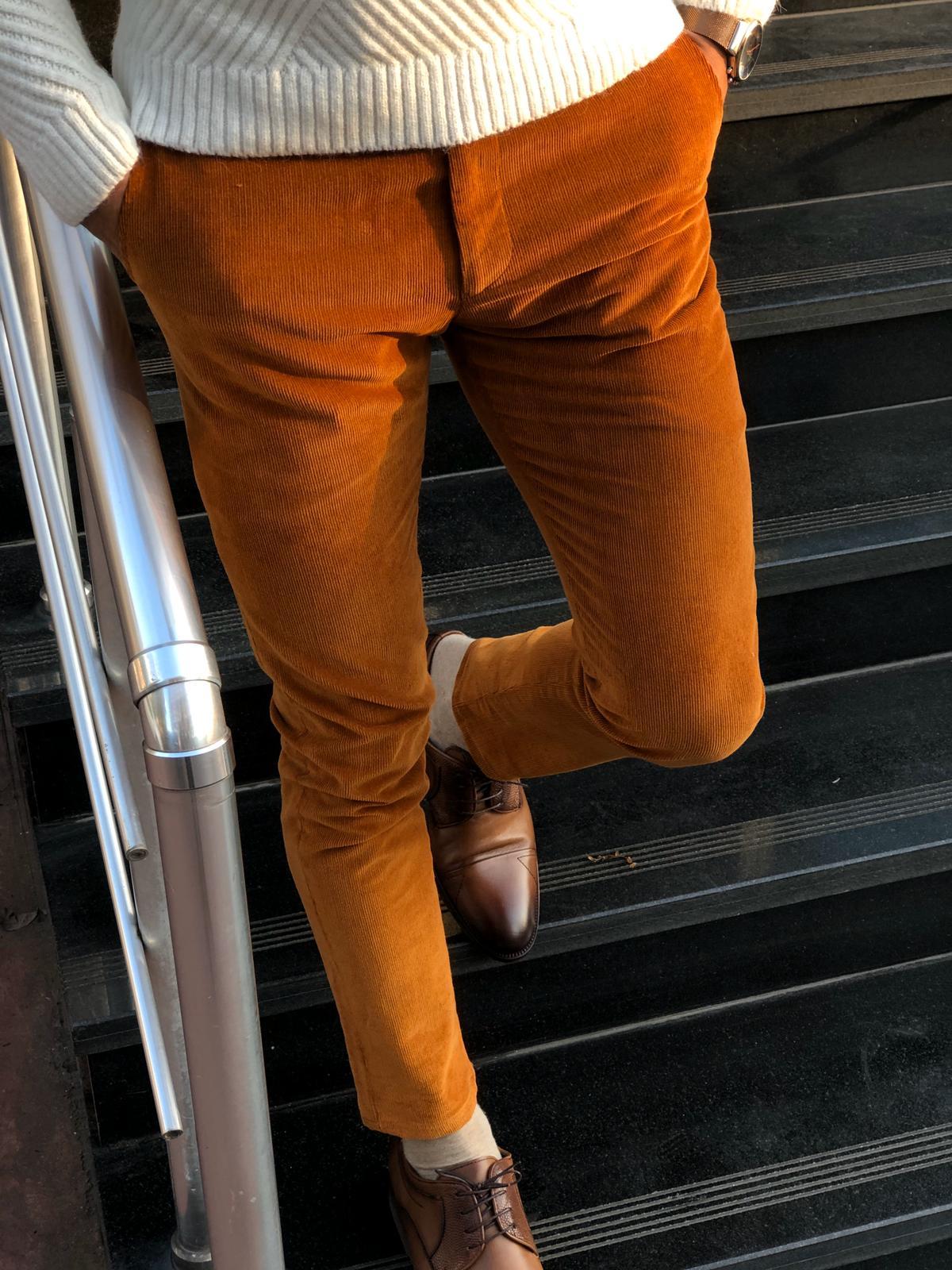 Major Slim-Fit Velvet Pants Camel-baagr.myshopify.com-Pants-BOJONI