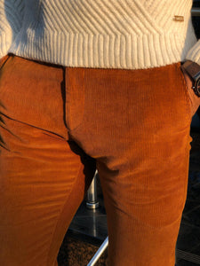 Major Slim-Fit Velvet Pants Camel-baagr.myshopify.com-Pants-BOJONI