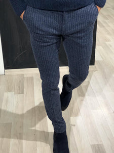 Lumas Slim-fit Striped Fabric Pants Navy-baagr.myshopify.com-Pants-BOJONI